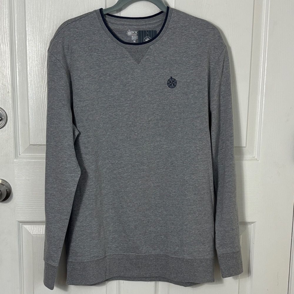 New NWT Boca Classic gray crew neck long sleeve Compass logo cotton blend size M